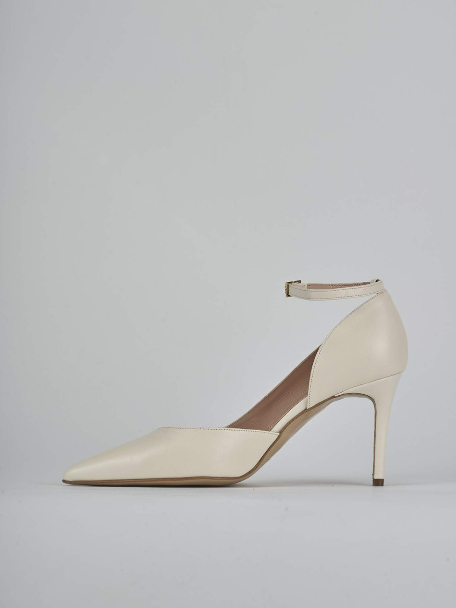 Décolleté e slingback tacco 7cm pelle bianco