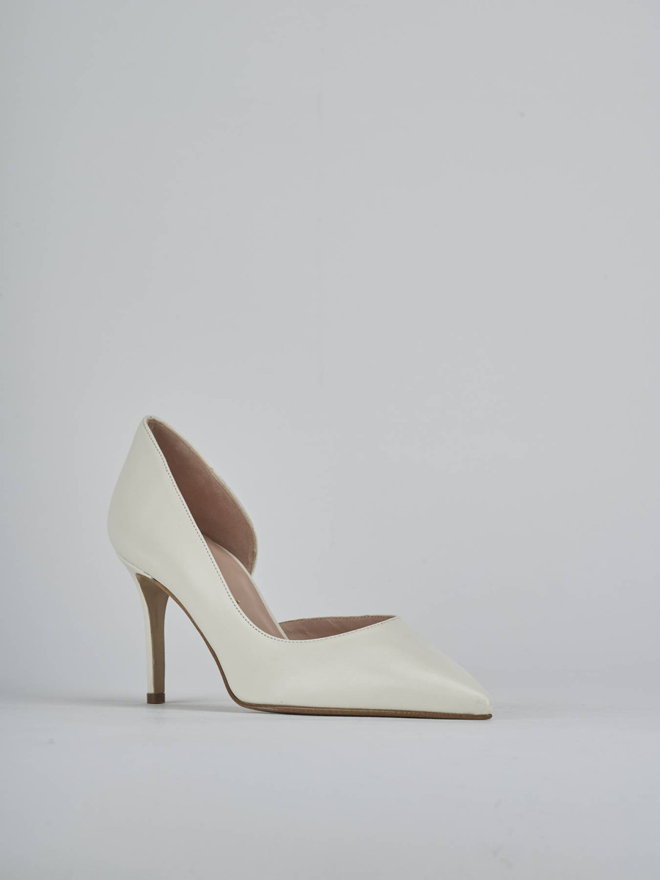 Décolleté e slingback tacco 7cm pelle bianco