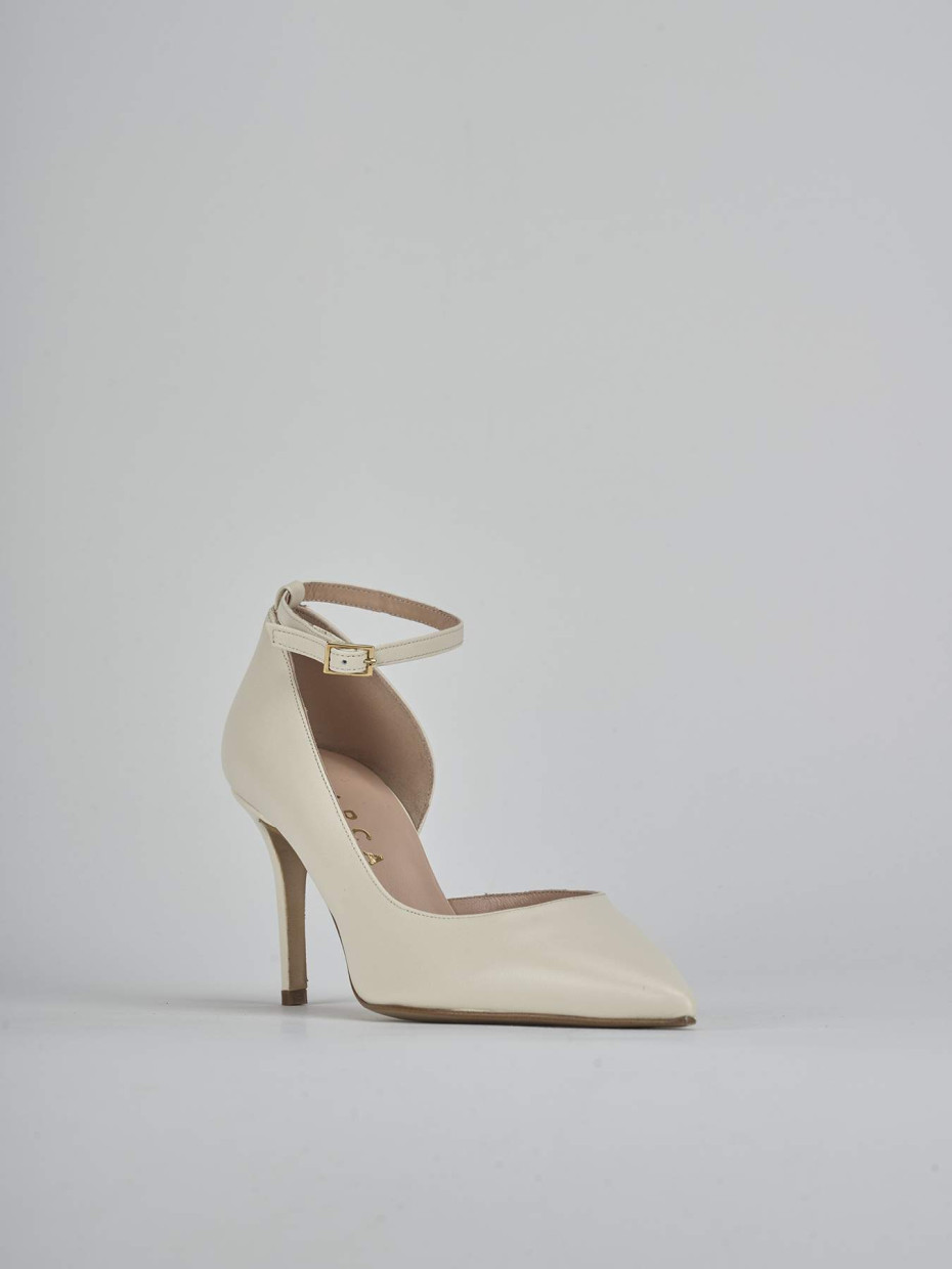 Décolleté e slingback tacco 7cm pelle bianco
