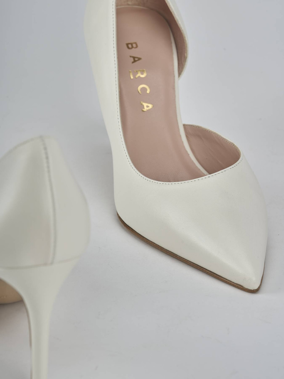Décolleté e slingback tacco 7cm pelle bianco