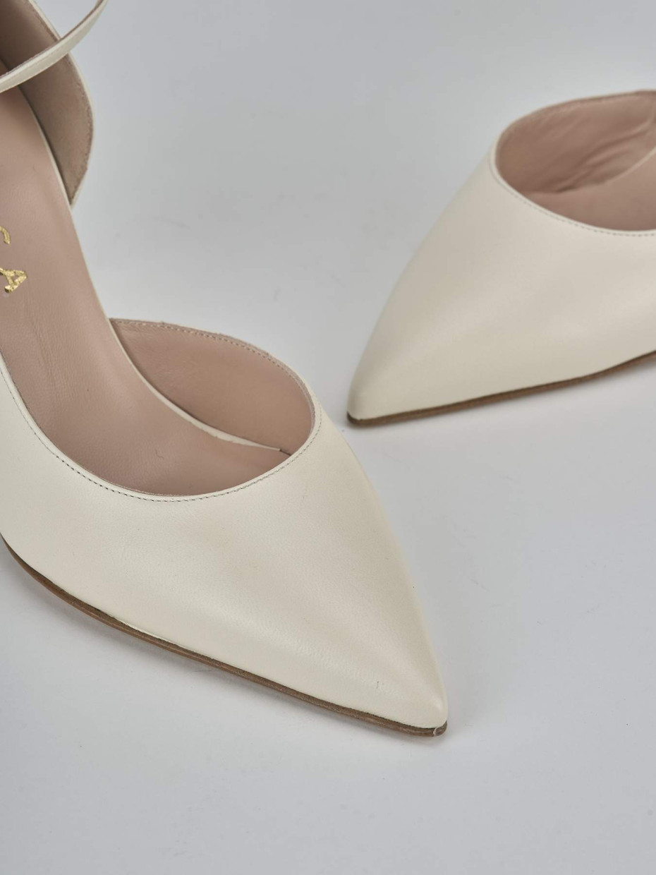 Décolleté e slingback tacco 7cm pelle bianco