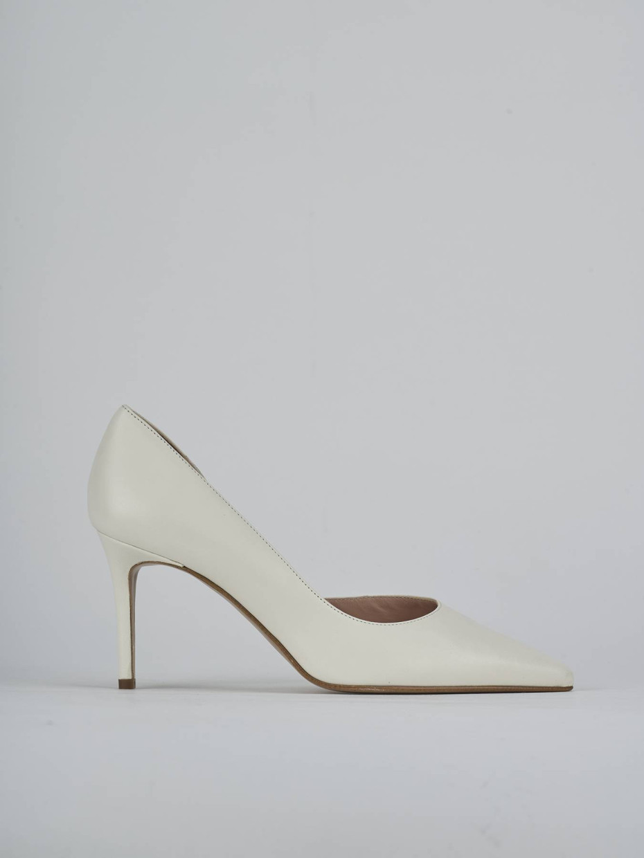 Décolleté e slingback tacco 7cm pelle bianco