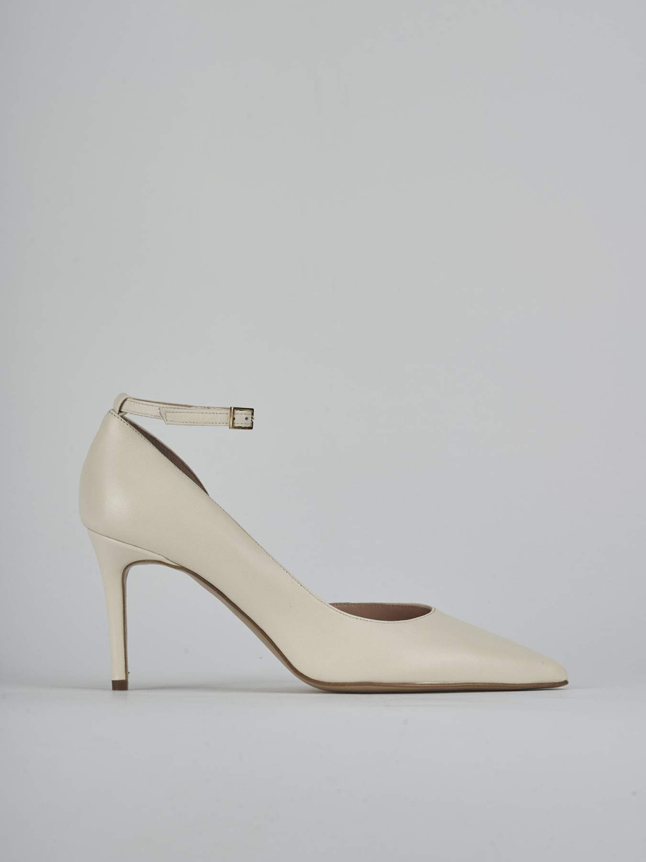 Décolleté e slingback tacco 7cm pelle bianco