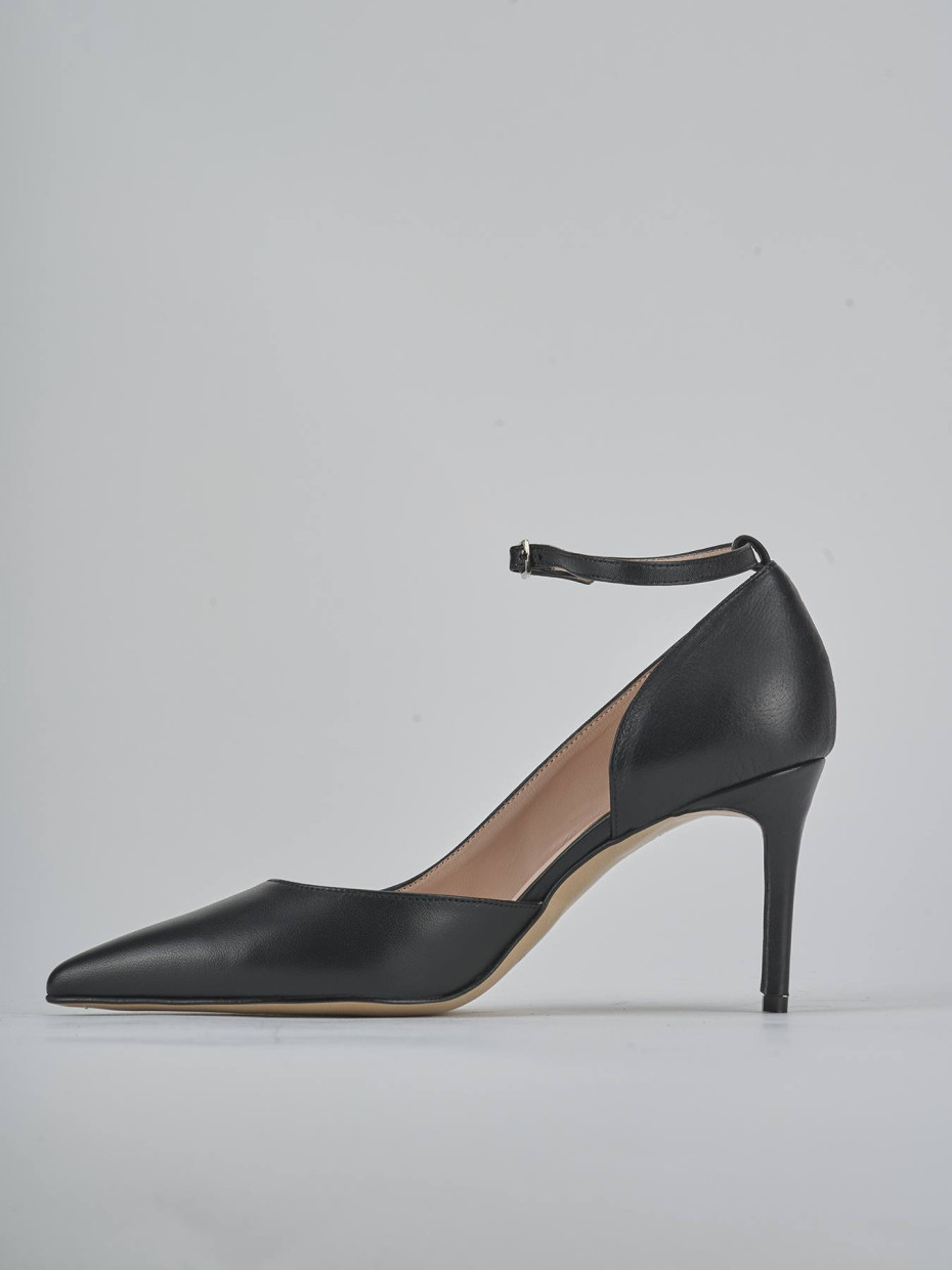 Décolleté e slingback tacco 7cm pelle nero