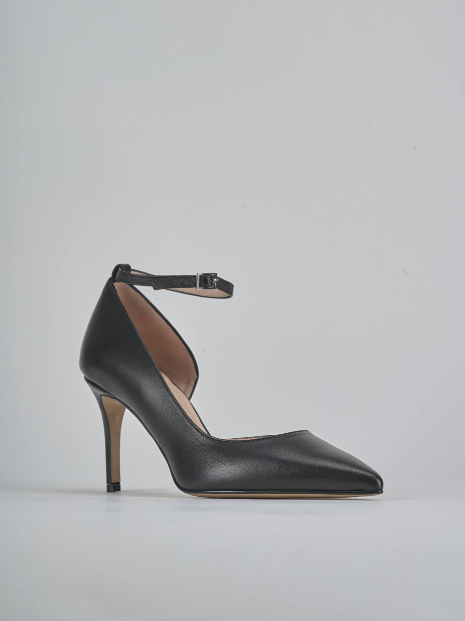 Décolleté e slingback tacco 7cm pelle nero