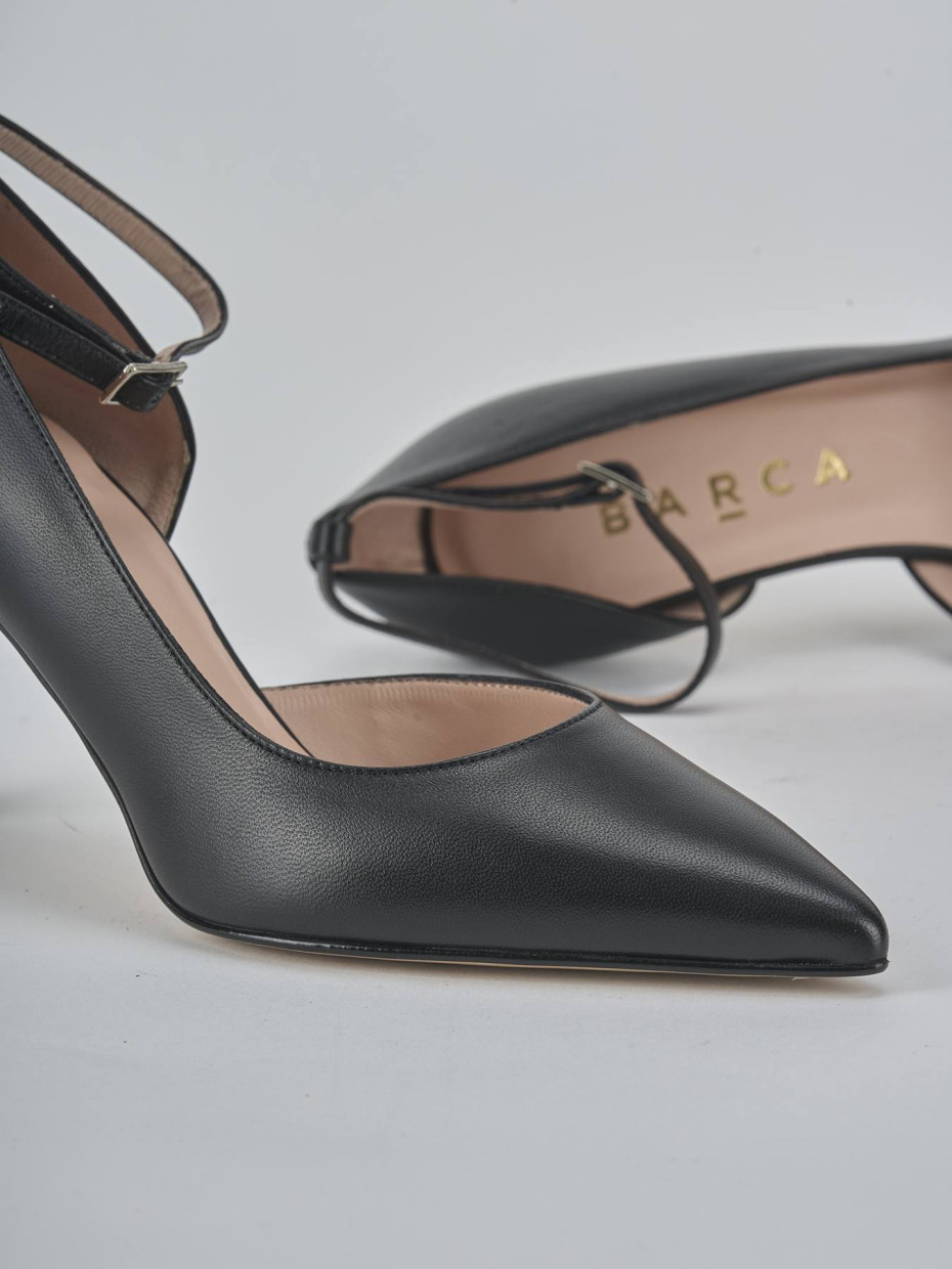Décolleté e slingback tacco 7cm pelle nero