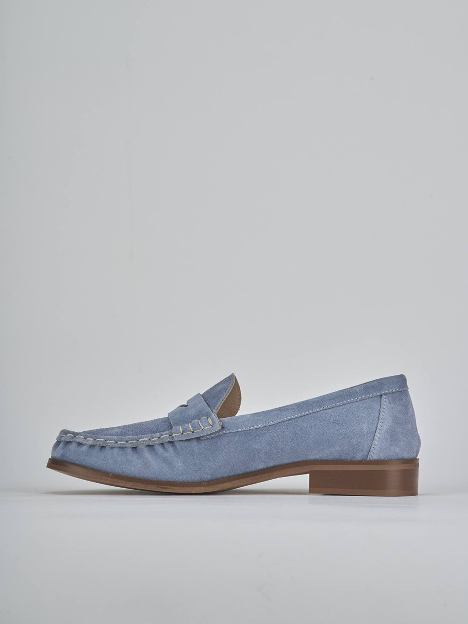 Mocassini tacco 1cm camoscio jeans