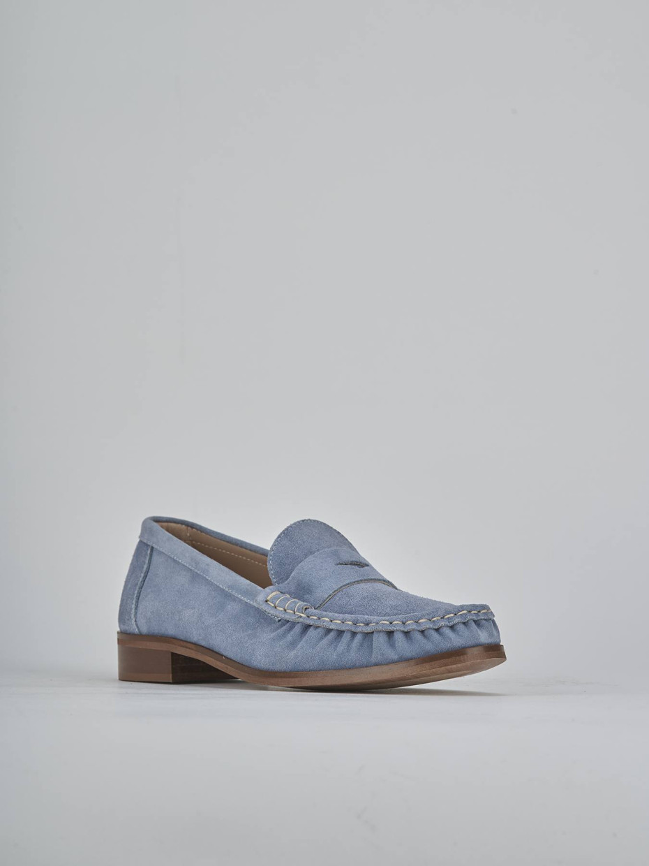 Mocassini tacco 1cm camoscio jeans