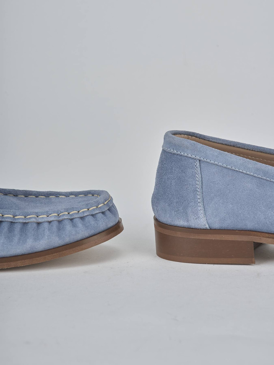 Mocassini tacco 1cm camoscio jeans