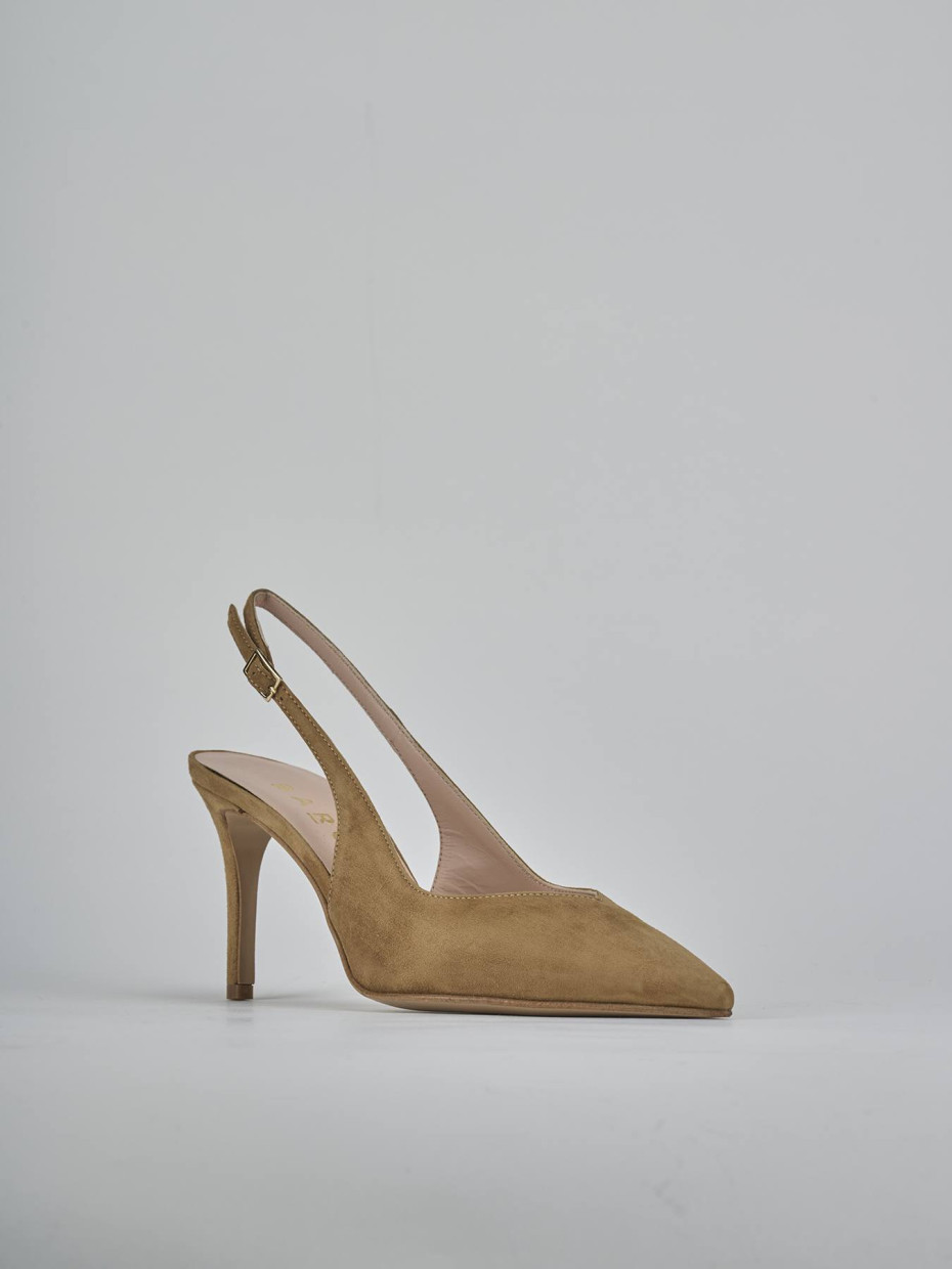 Slingback decolte tacco 7 cm marrone camoscio