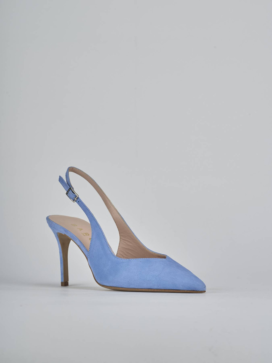 Slingback decolte tacco 7 cm jeans camoscio