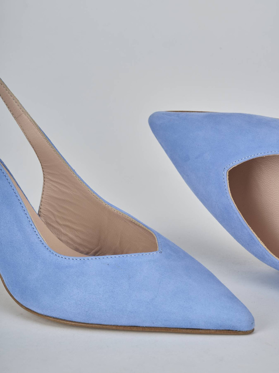 Slingback decolte tacco 7 cm jeans camoscio