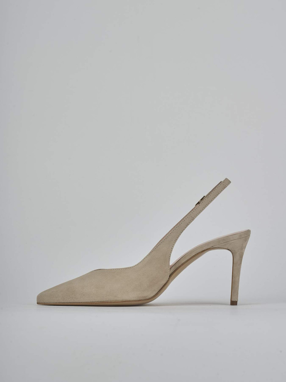 Slingback decolte tacco 7 cm beige camoscio