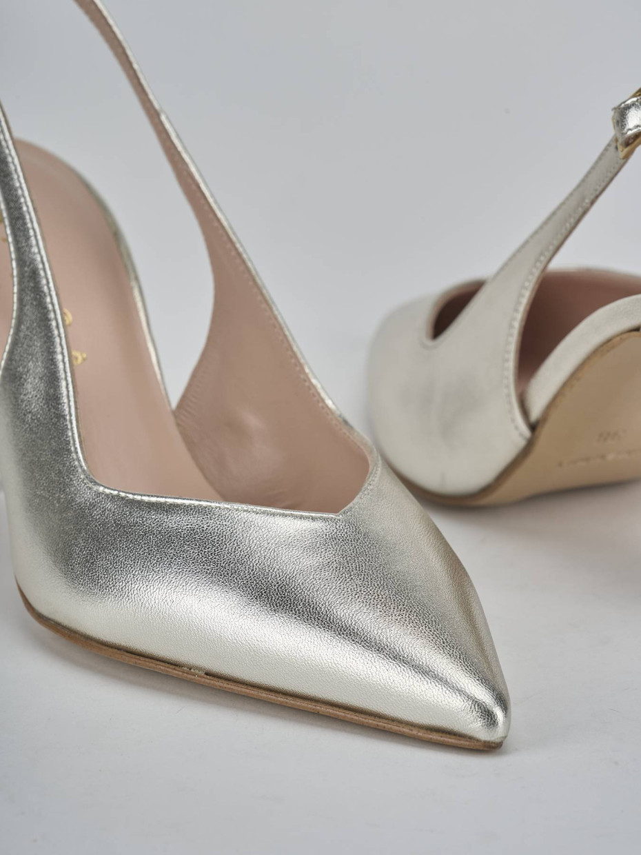 Slingback decolte tacco 7 cm oro laminato
