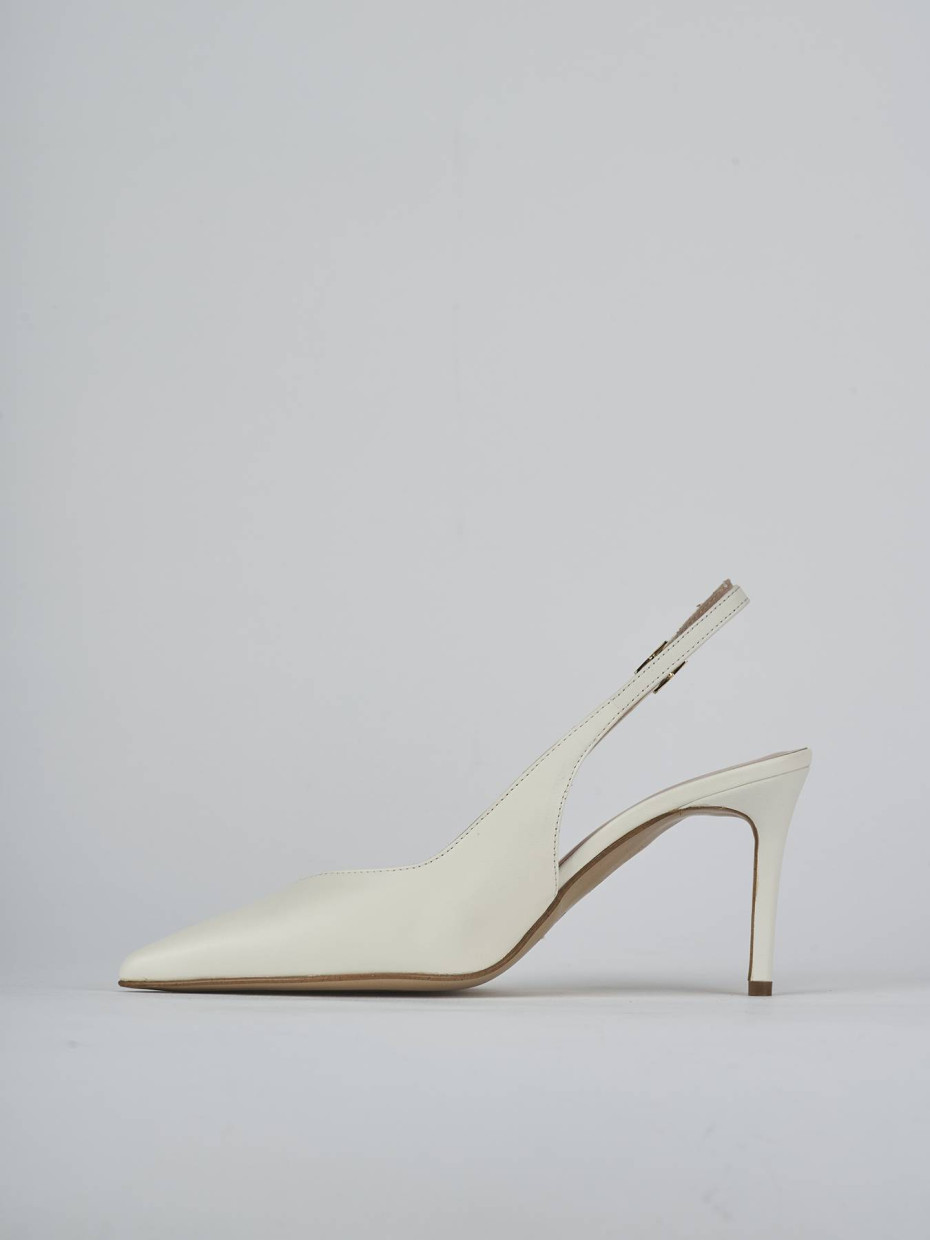 Slingback decolte tacco 7 cm bianco pelle
