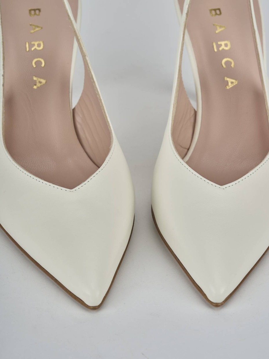 Slingback decolte tacco 7 cm bianco pelle