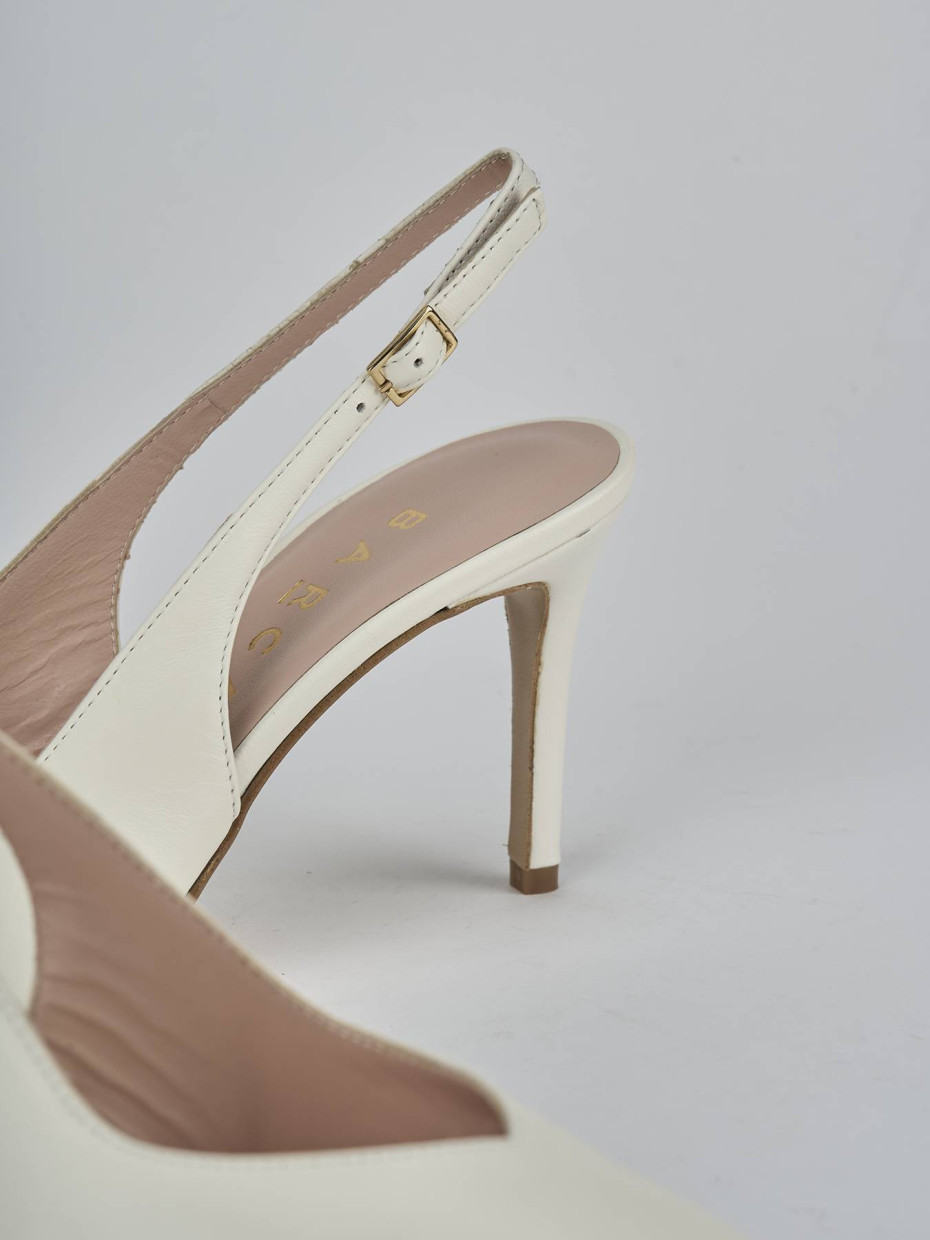 Slingback decolte tacco 7 cm bianco pelle