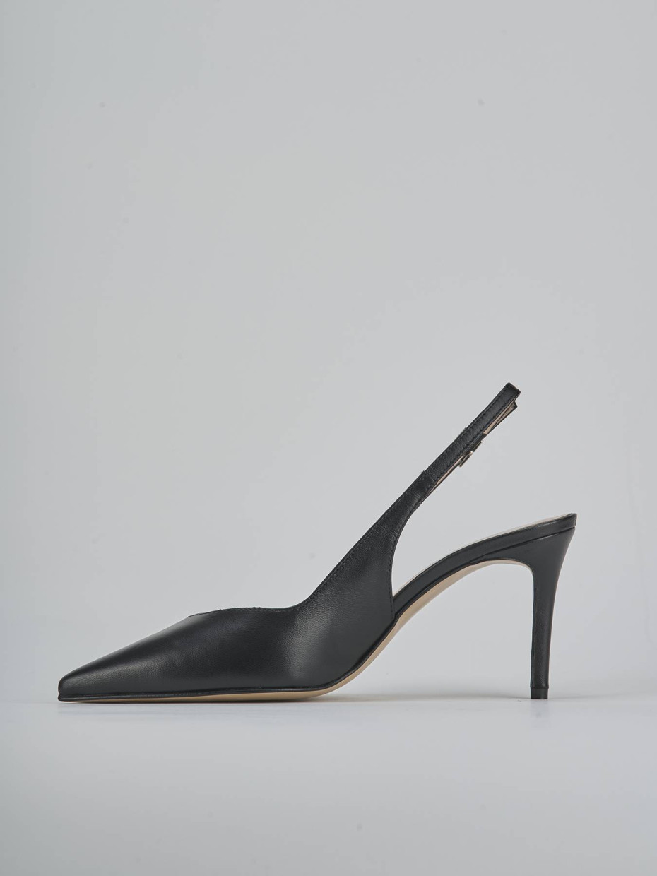 Slingback decolte tacco 7 cm nero pelle