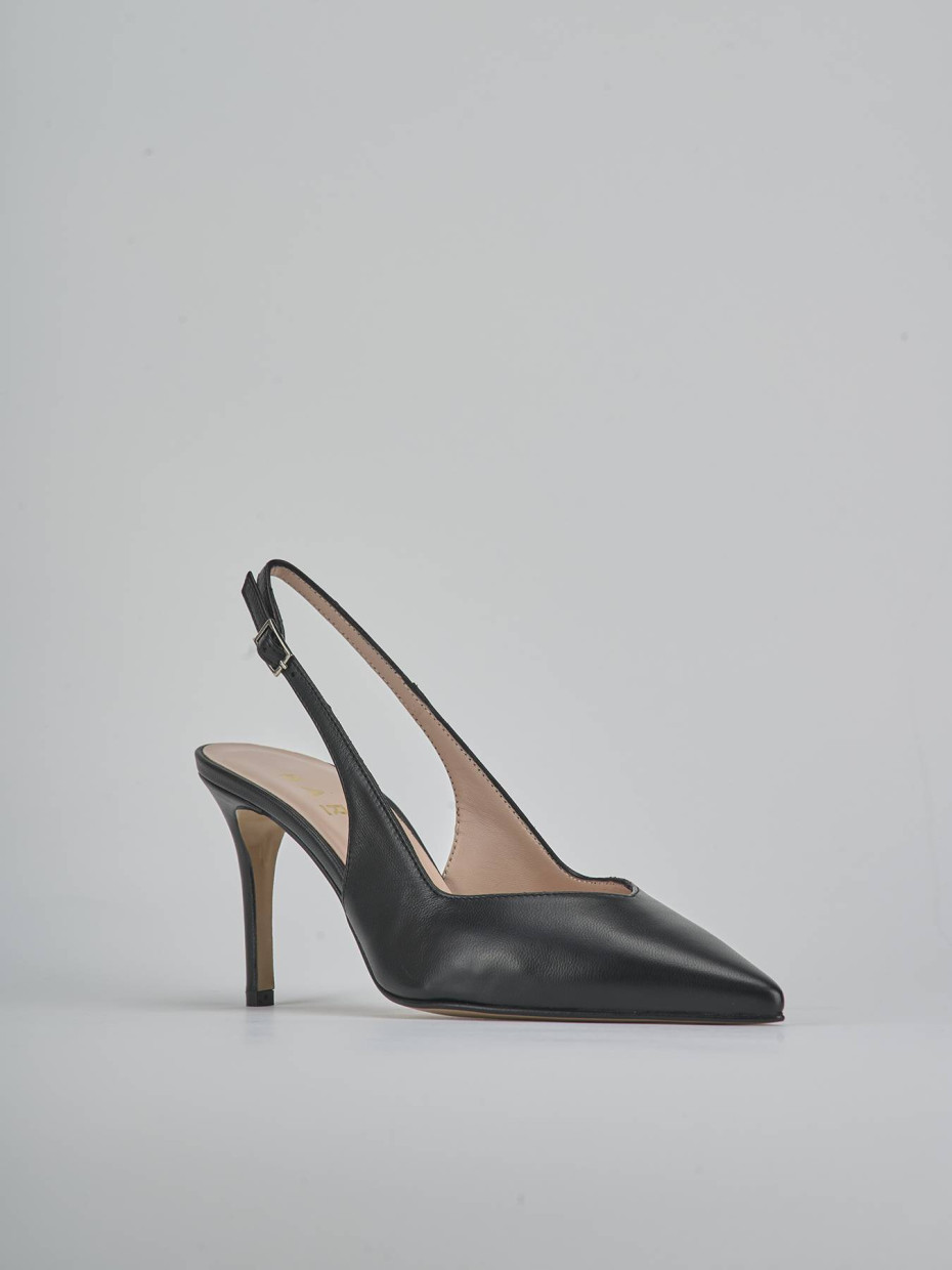 Slingback decolte tacco 7 cm nero pelle