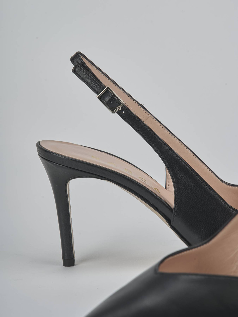 Slingback decolte tacco 7 cm nero pelle