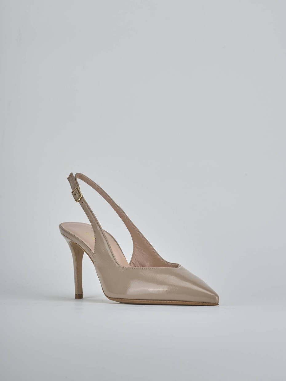 Slingback decolte tacco 7 cm beige vernice