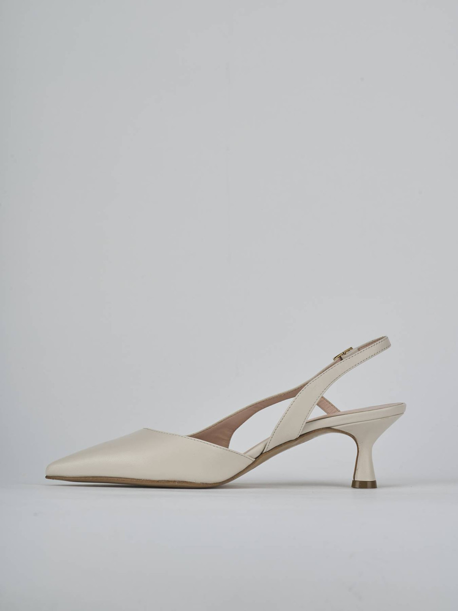 Slingback decolte tacco 5 cm bianco pelle