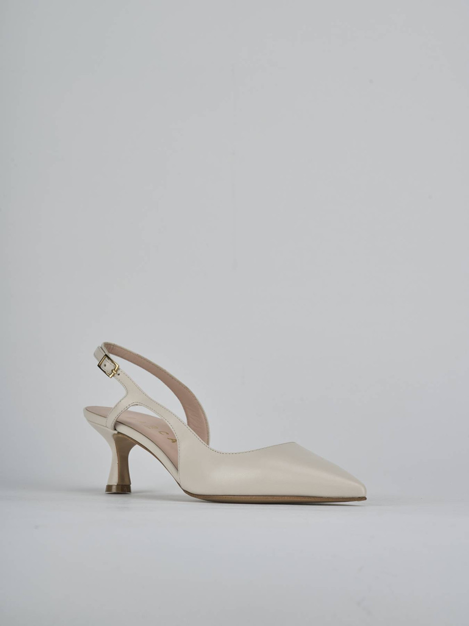 Slingback decolte tacco 5 cm bianco pelle