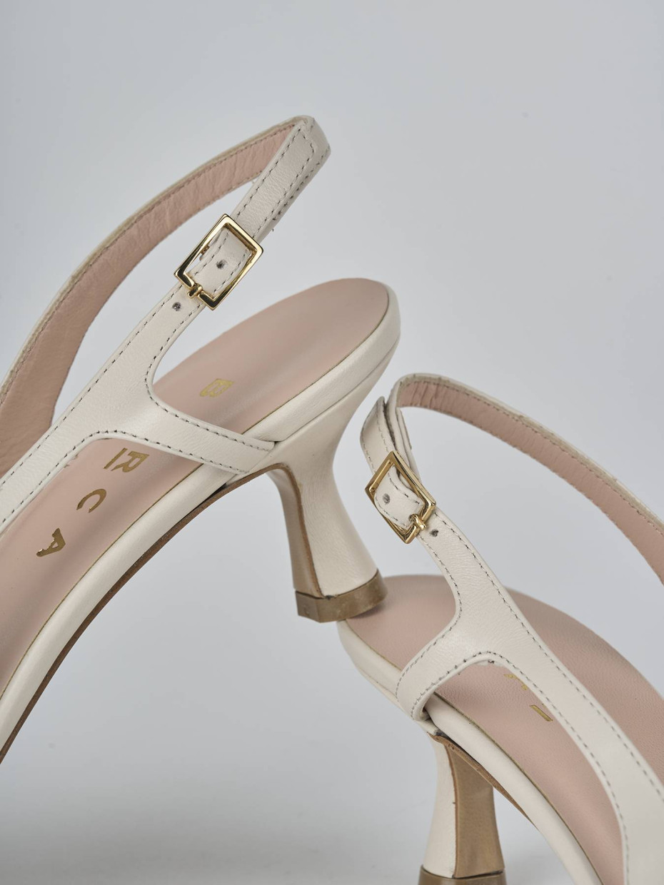 Slingback decolte tacco 5 cm bianco pelle