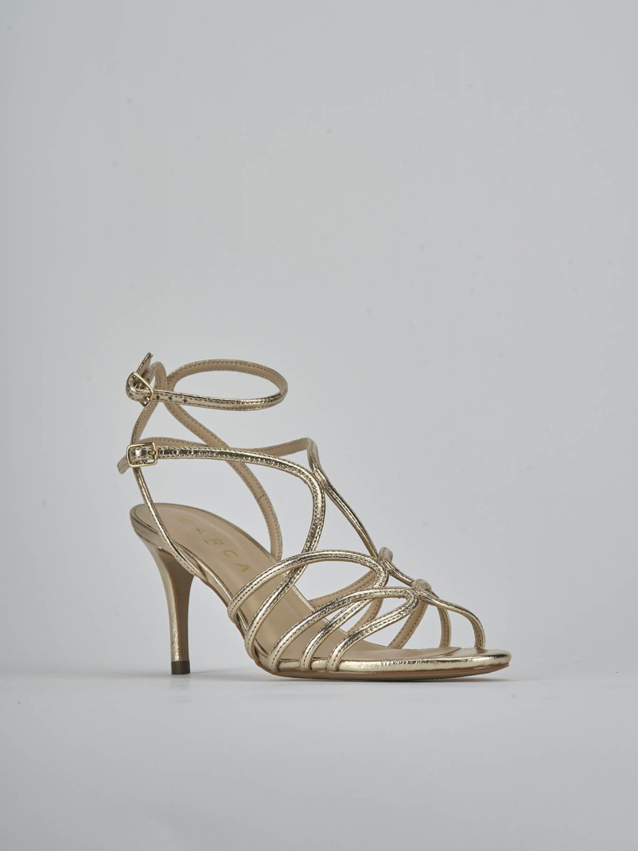 Sandali tacco 8cm laminato oro