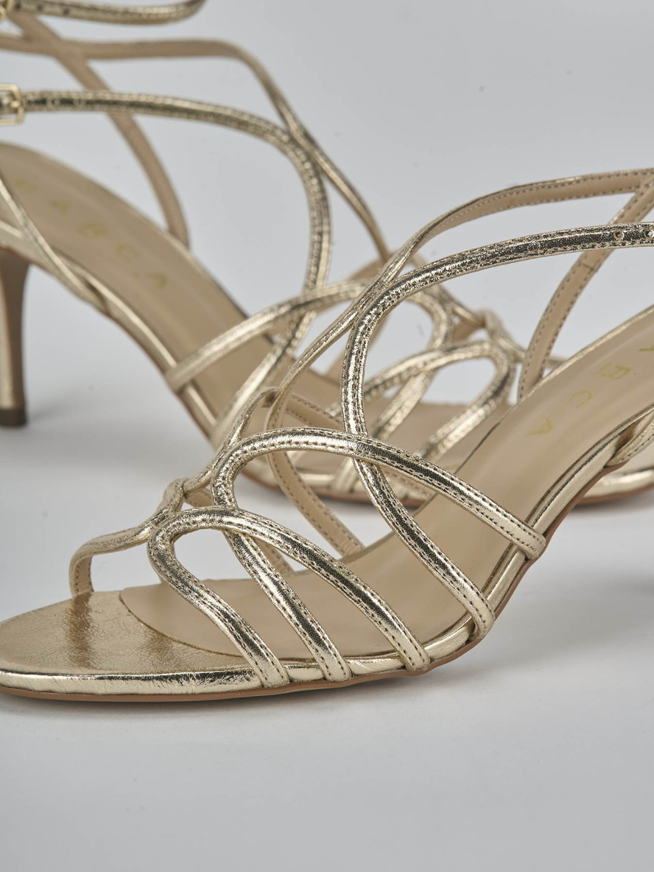 Sandali tacco 8cm laminato oro