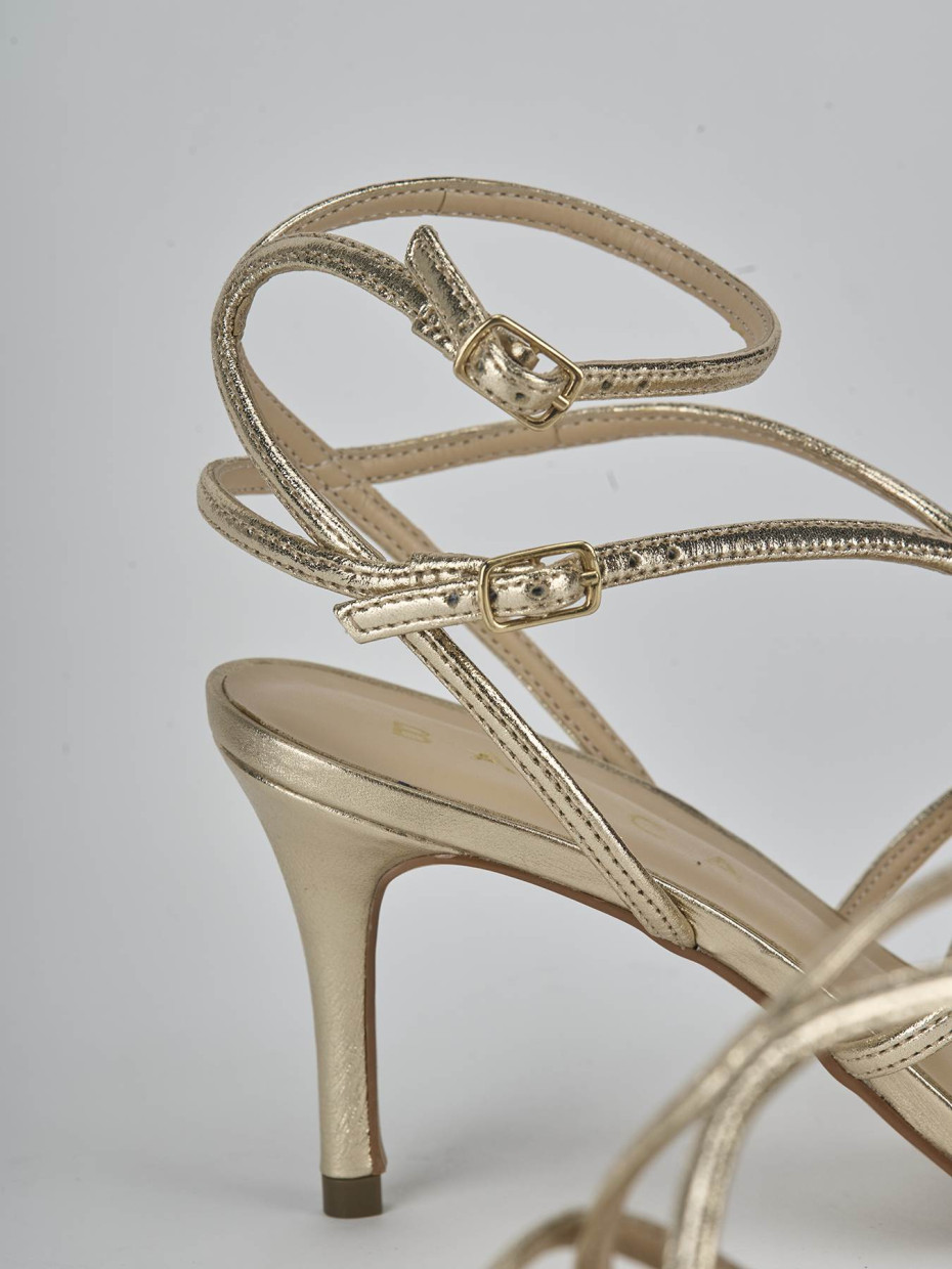 Sandali tacco 8cm laminato oro