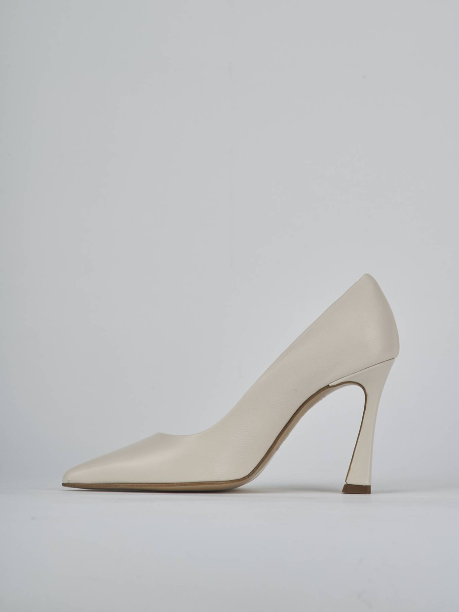 Décolleté e slingback tacco 9cm pelle bianco
