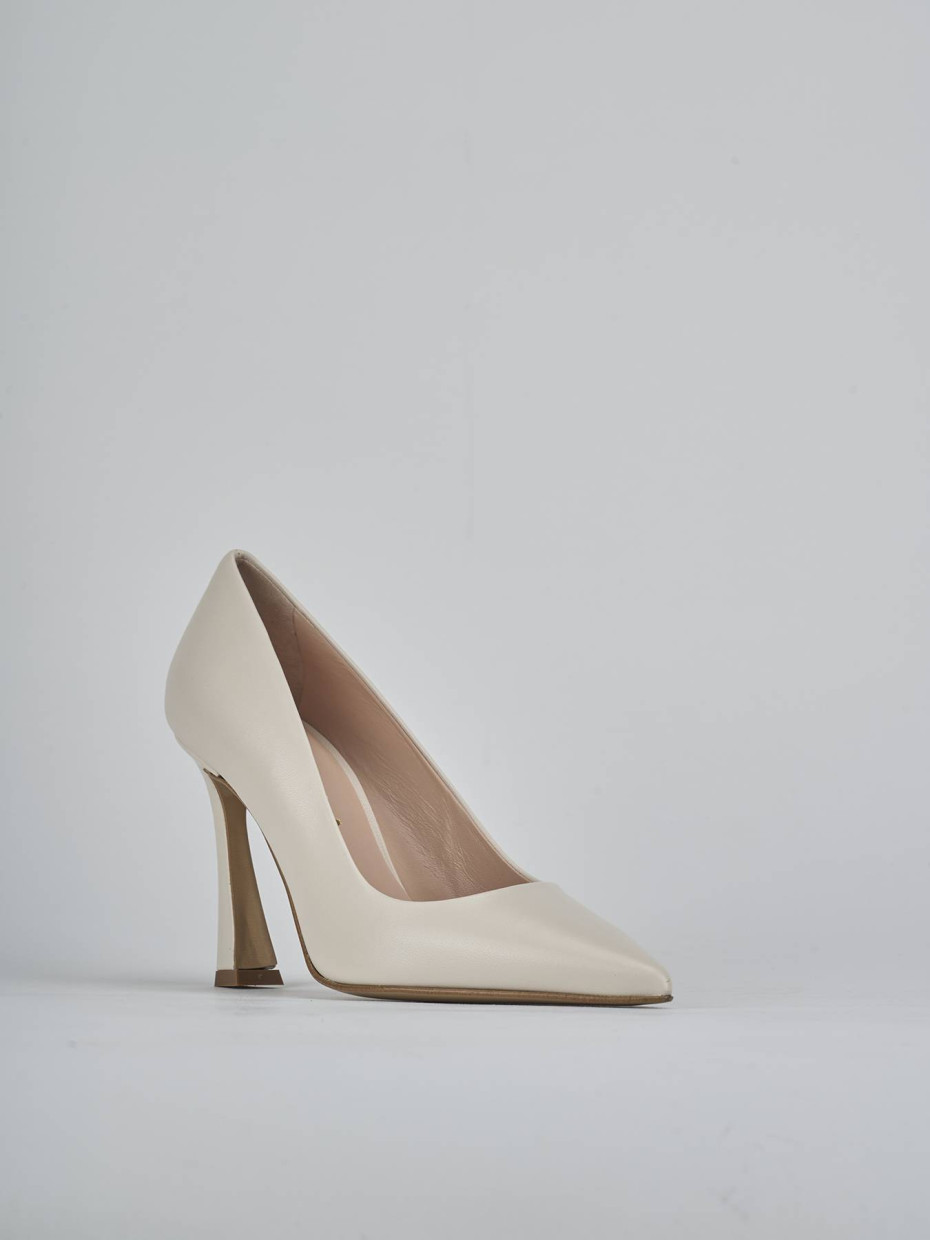 Décolleté e slingback tacco 9cm pelle bianco