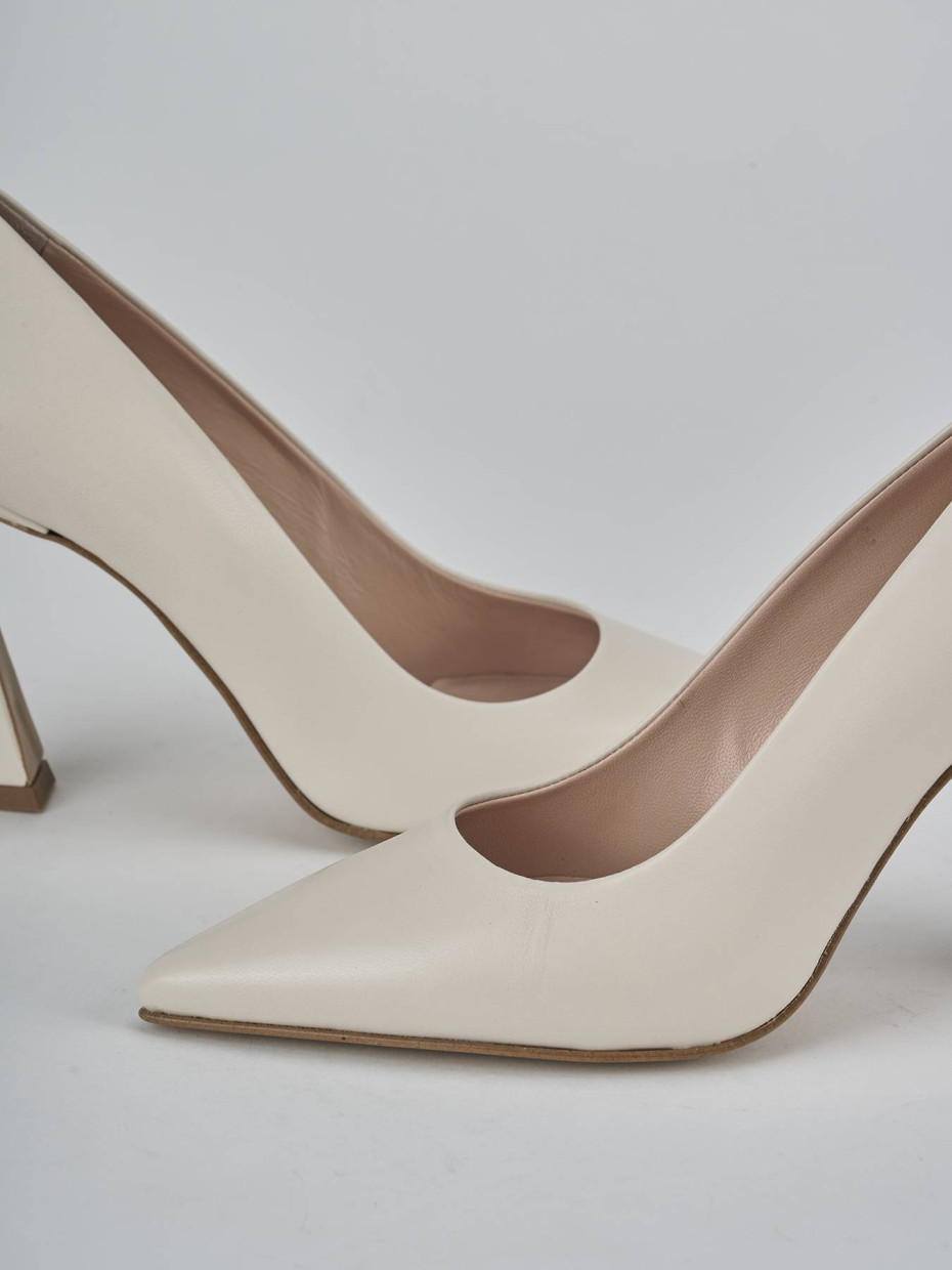 Décolleté e slingback tacco 9cm pelle bianco