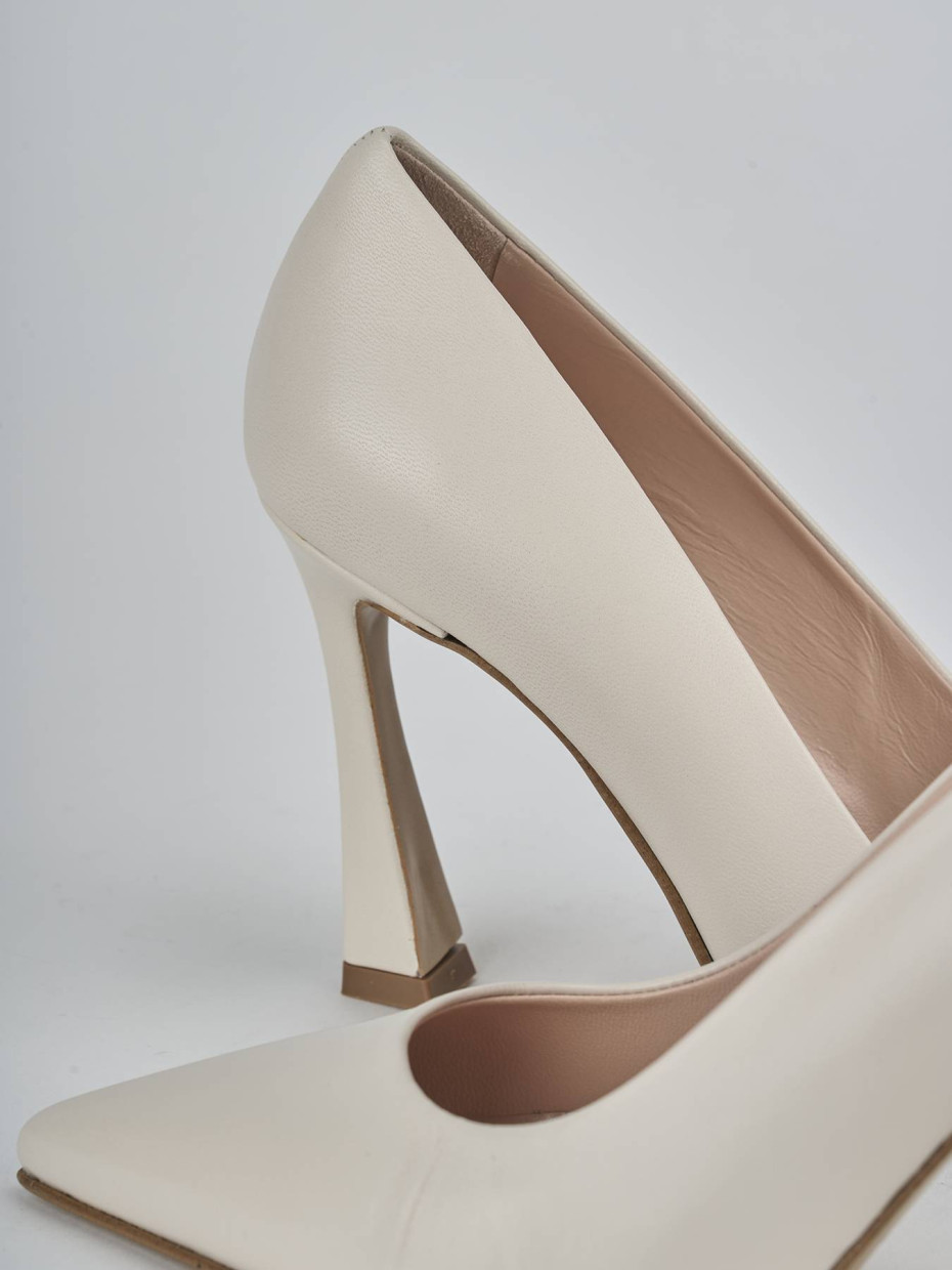 Décolleté e slingback tacco 9cm pelle bianco