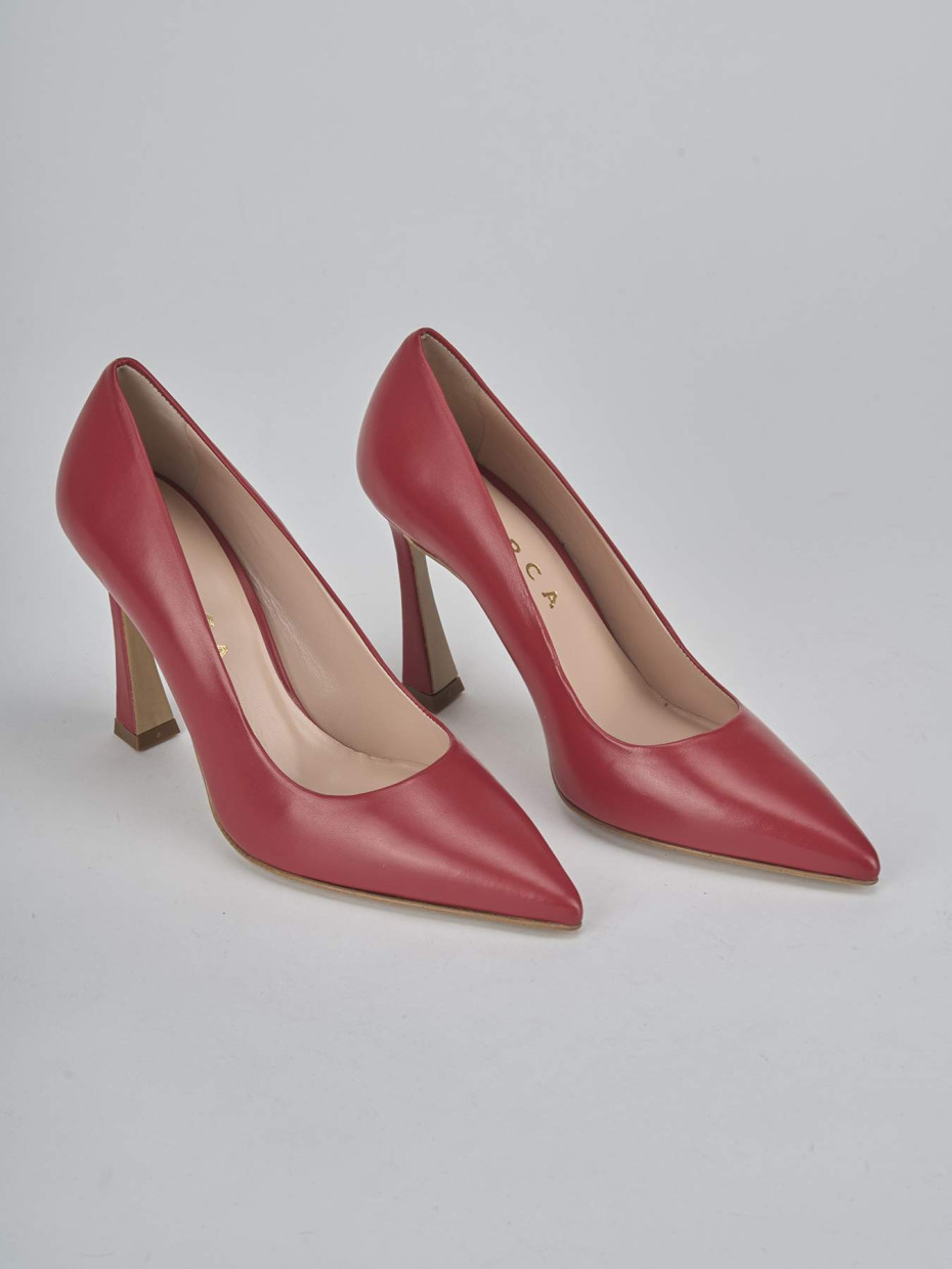 Décolleté e slingback tacco 9cm pelle rosso
