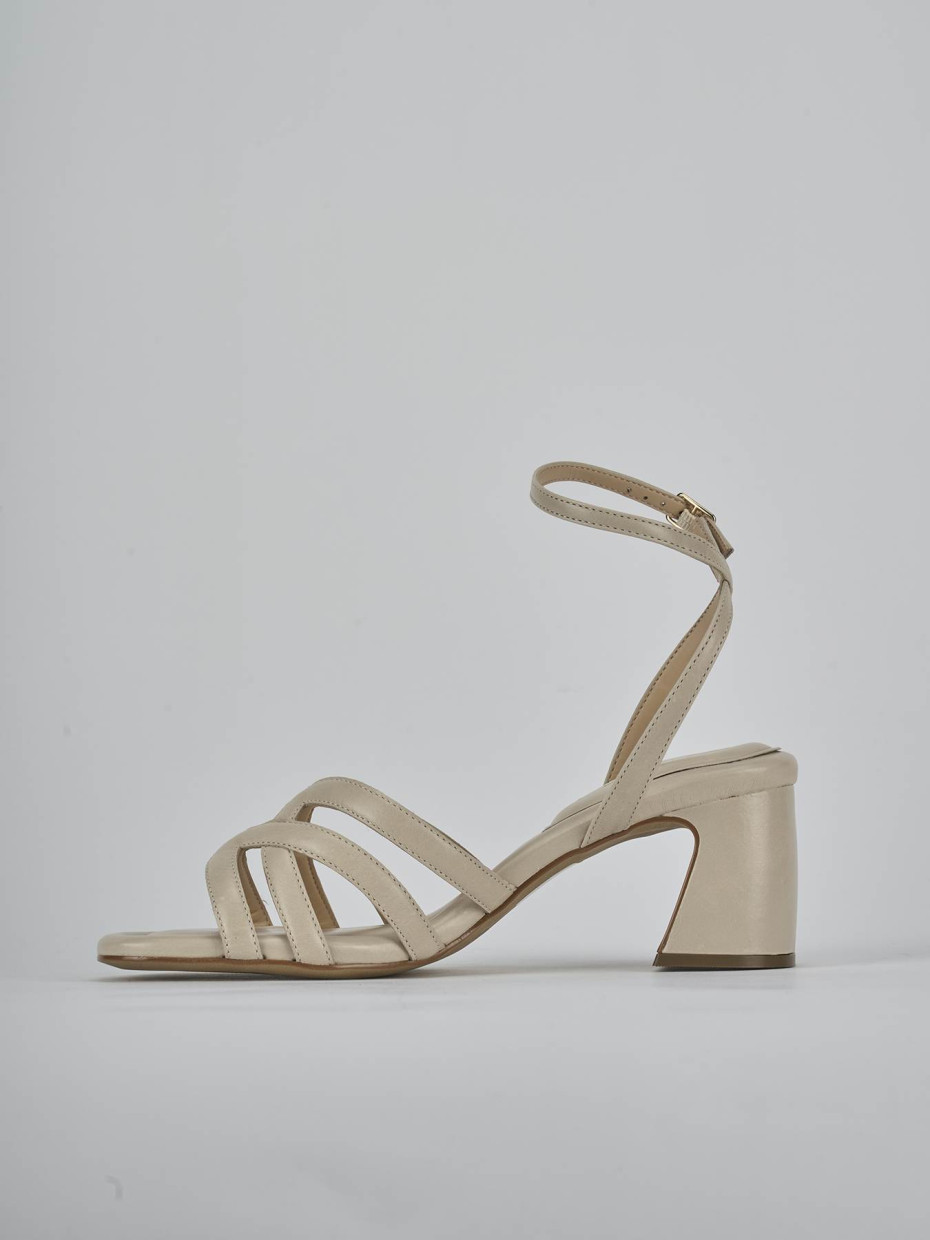Sandali tacco 6cm pelle beige