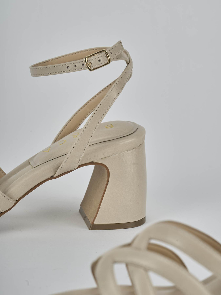 Sandali tacco 6cm pelle beige