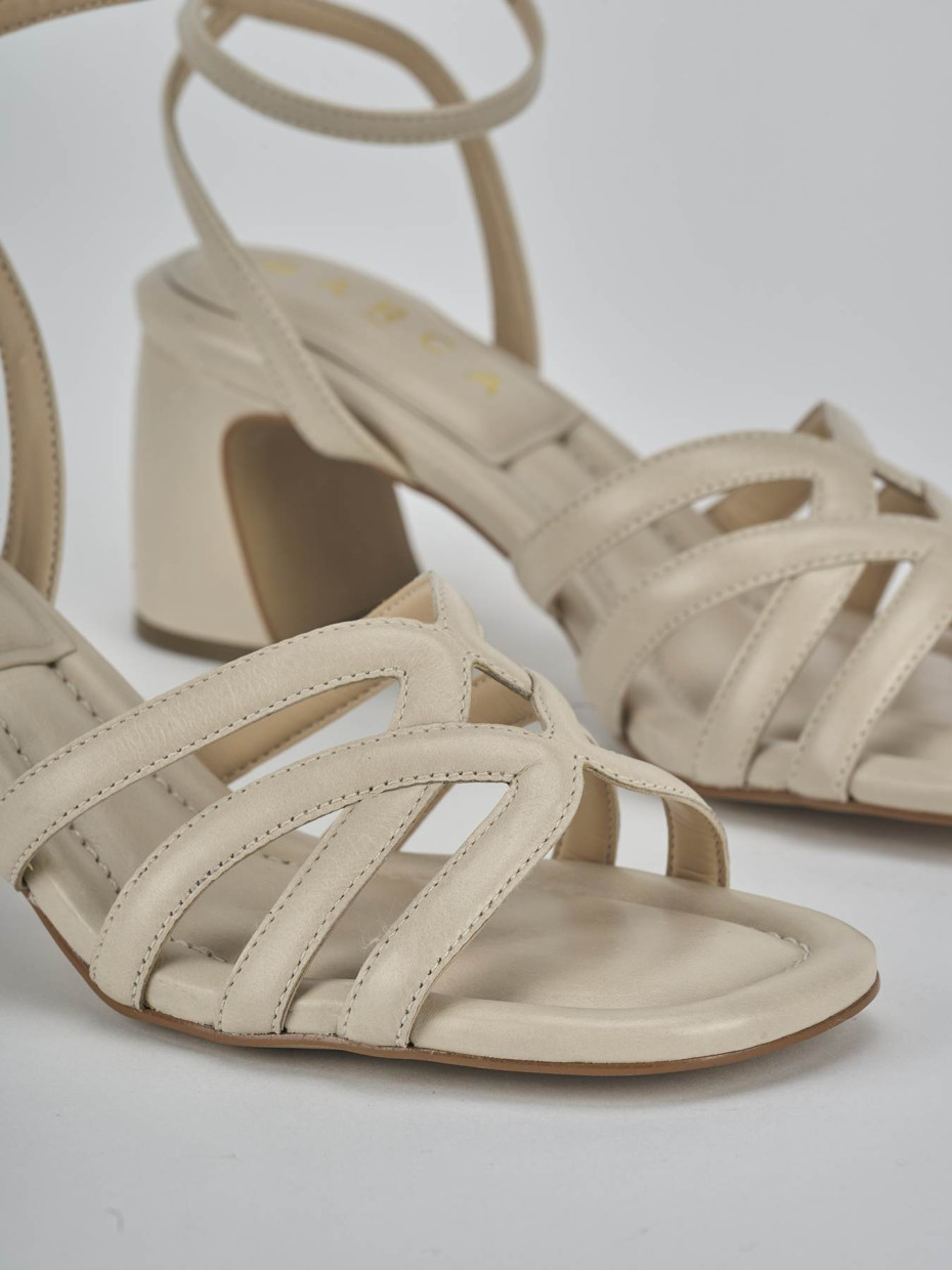 Sandali tacco 6cm pelle beige
