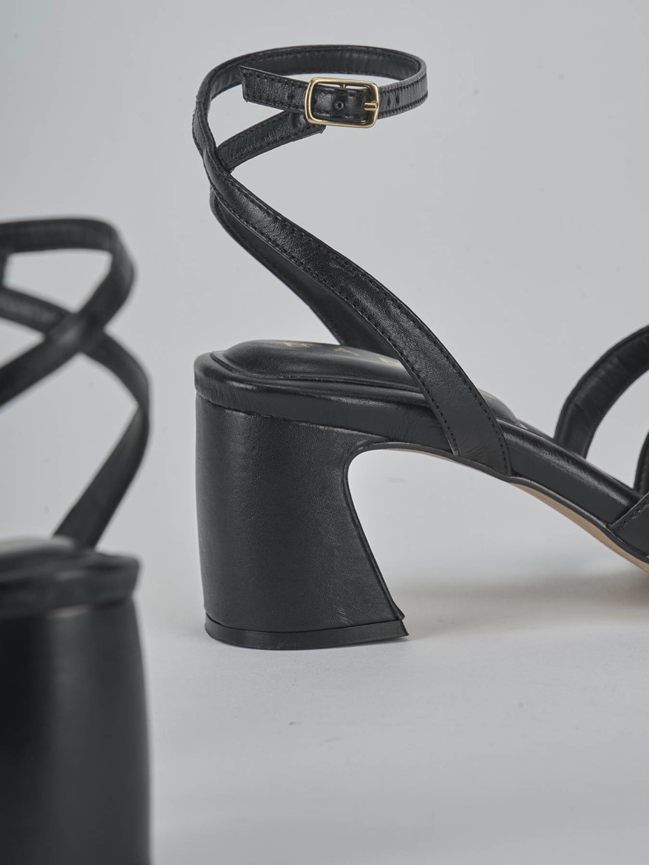 Sandali tacco 6cm pelle nero