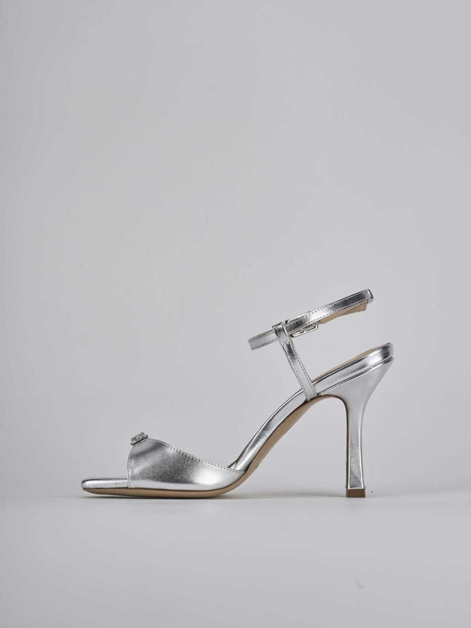 Sandali tacco 9cm laminato argento
