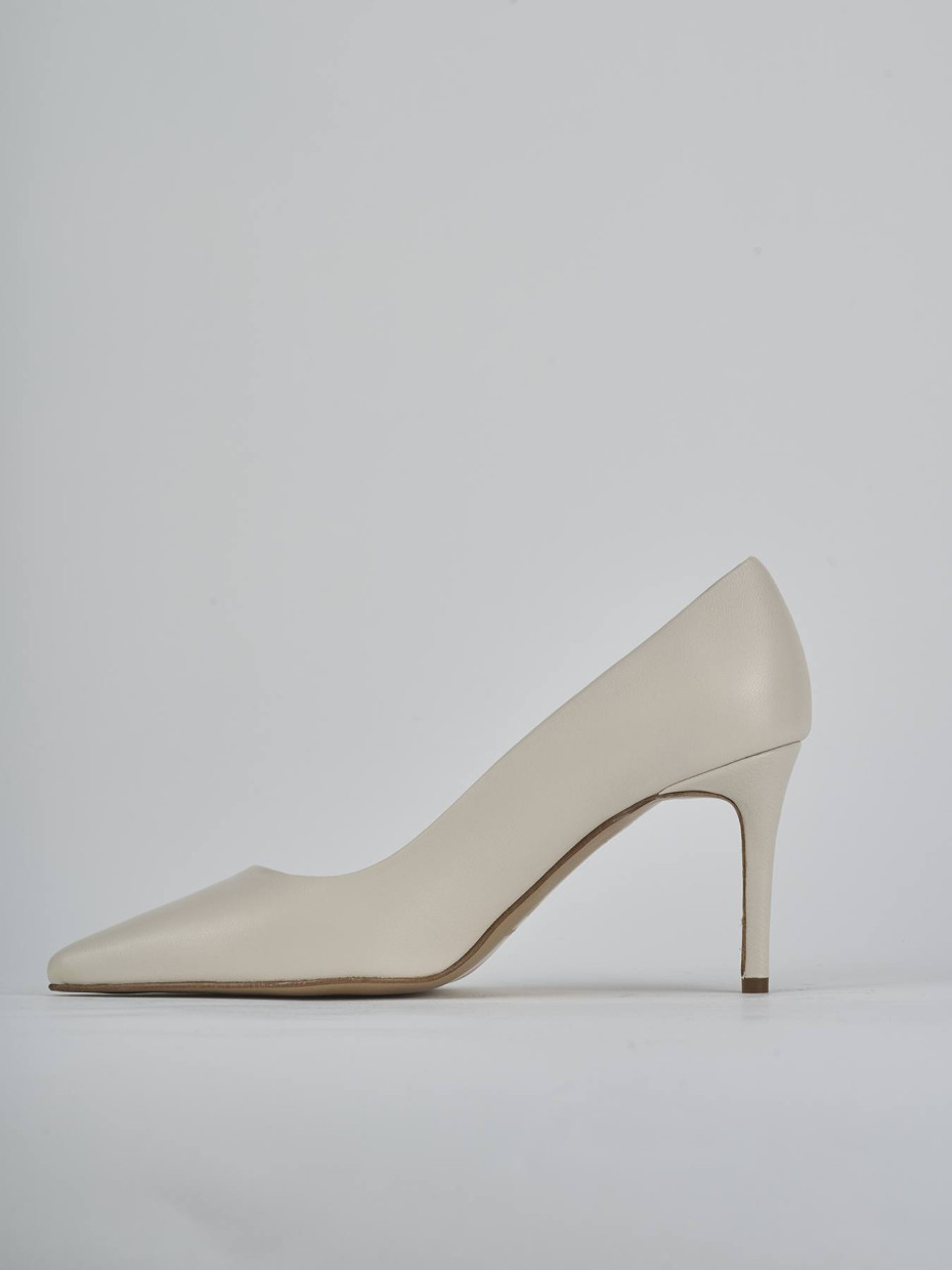 Décolleté e slingback tacco 7cm pelle bianco