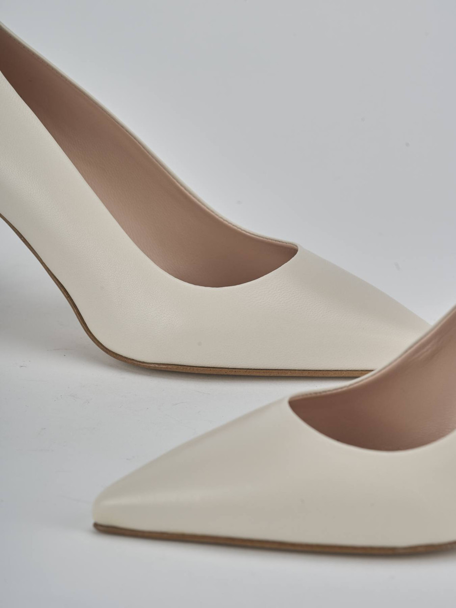 Décolleté e slingback tacco 7cm pelle bianco