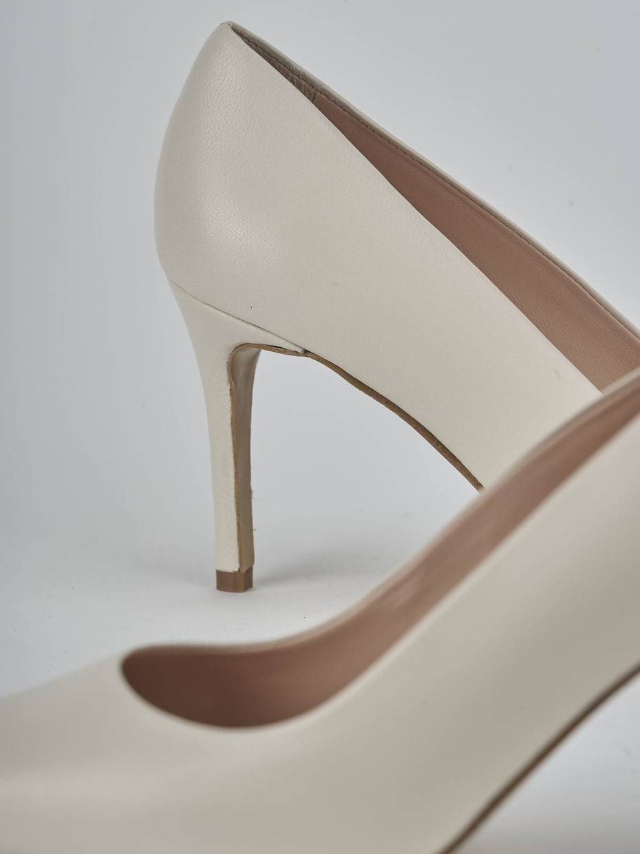 Décolleté e slingback tacco 7cm pelle bianco