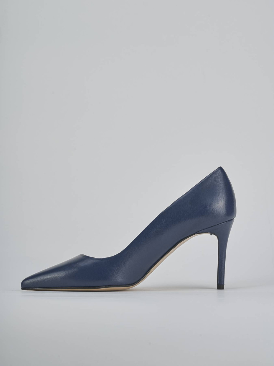 Décolleté e slingback tacco 7cm pelle blu