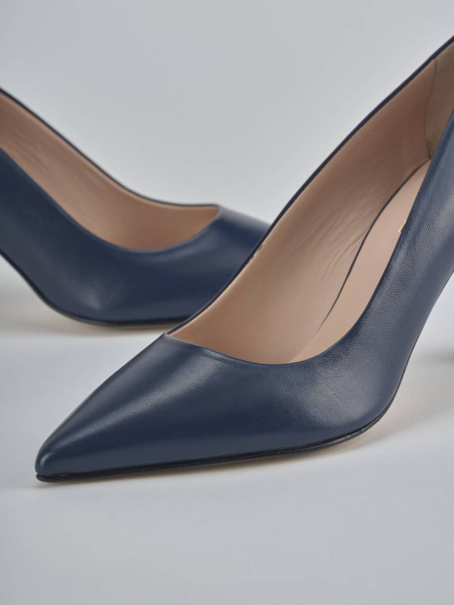 Décolleté e slingback tacco 7cm pelle blu