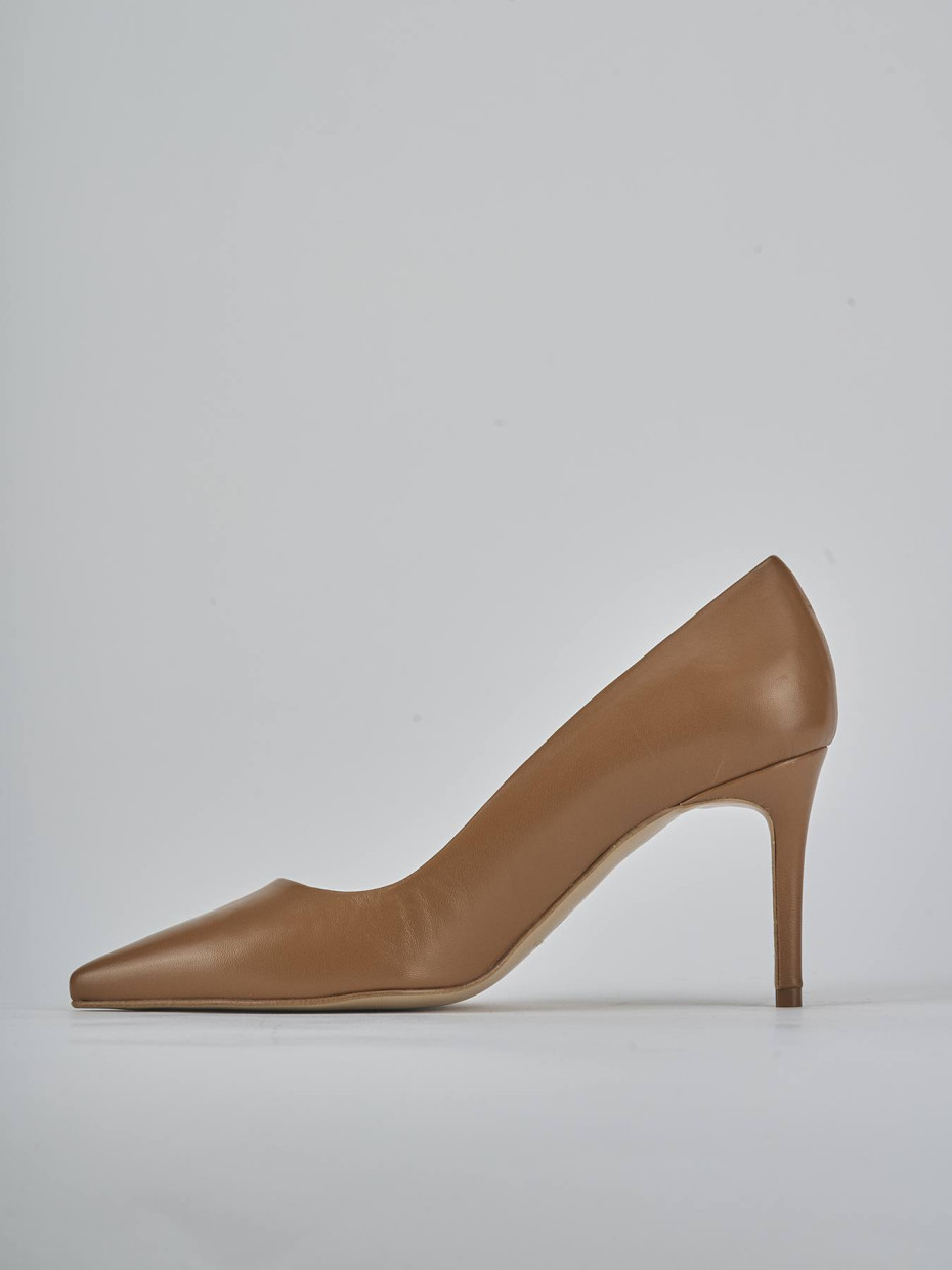 Décolleté e slingback tacco 7cm pelle marrone