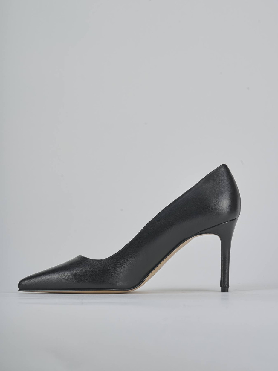 Décolleté e slingback tacco 7cm pelle nero