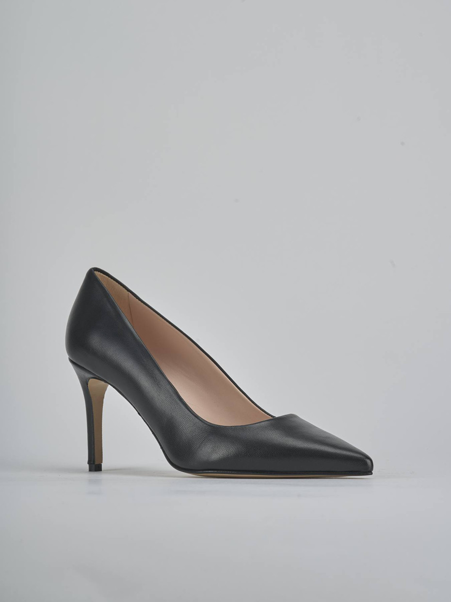 Décolleté e slingback tacco 7cm pelle nero