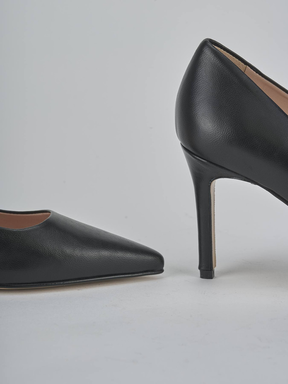 Décolleté e slingback tacco 7cm pelle nero